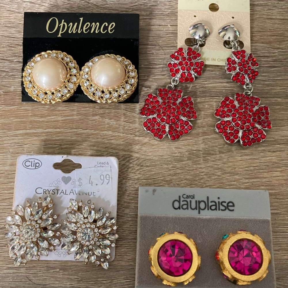 Four Vintage Clip-On Earring Sets